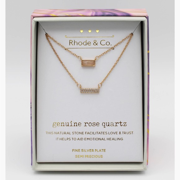 Rhode & Co Semi Precious Genuine Rose Quartz Necklace in Gift Box #633439 - Picture 1 of 3